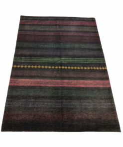 Tapis moderne noire rayures colorées