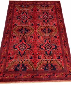 Tapis Afghan rouge motifs géométriques